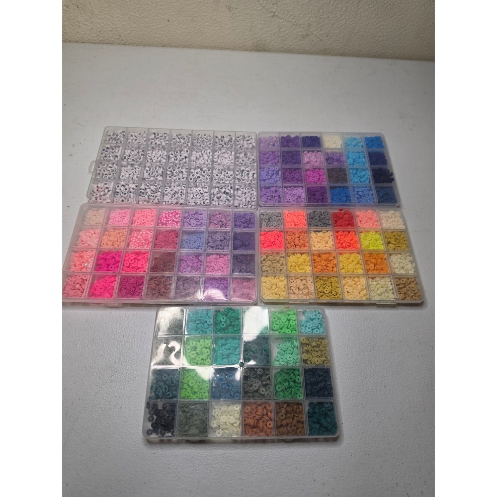 Polymer Clay Heishi Beads and Alphabet Letter Beads Kit with 5 Storage Cases
